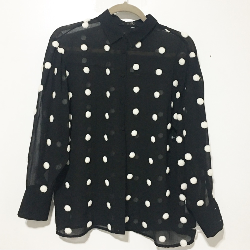 💜- New / Zara sheer 3D crochet Polk dots